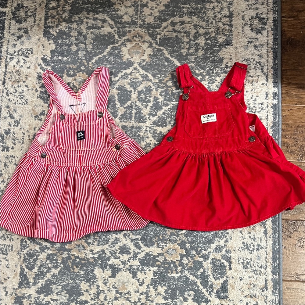 OshKosh B'gosh Red and Striped Dresses 18months and 2T